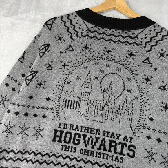 Torrid Harry Potter I'd Rather Stay At Hogwarts Fair Isle Bomber Sweater Size 1 - Picture 9 of 9